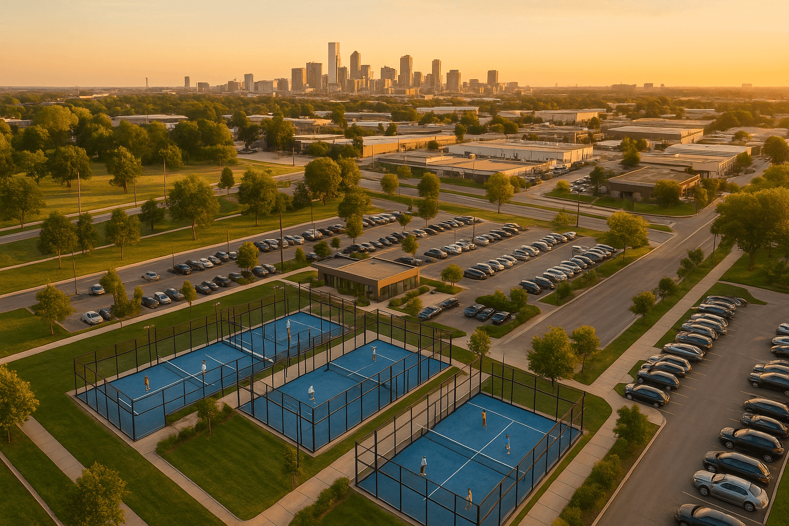 Aerial view of a modern padel club